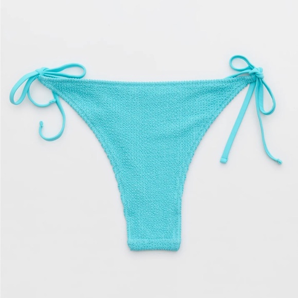 Aerie NWT Shimmery Crinkle Cheekiest Tie Bikini Bottom; Size S - Picture 2 of 2